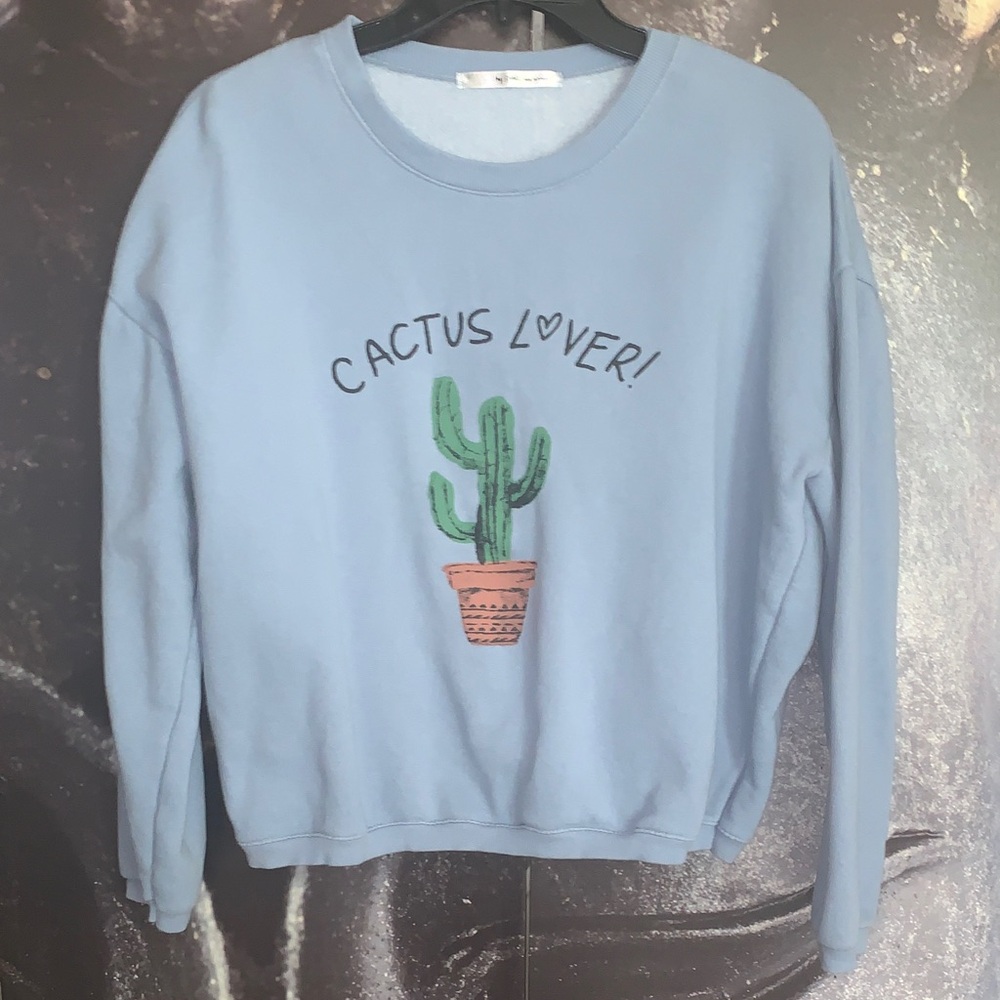 Light Blue 'Cactus Lover' Crewneck Sweatshirt